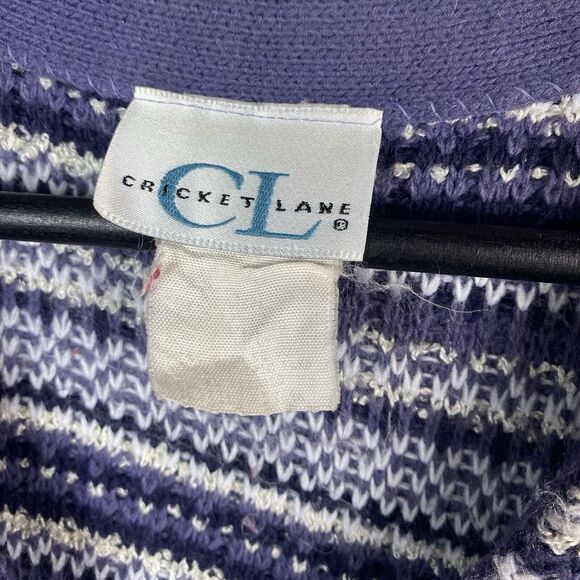 Vintage Cricket Lane V Neck Knit Sweater Vest Purple Stripe 5 Button Size Large - Picture 5 of 8